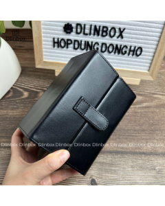 Hộp đồng hồ dạng gỗ da PU hai ngăn màu đen