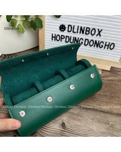 Hộp đồng hồ da Pu ba ngăn màu xanh lá