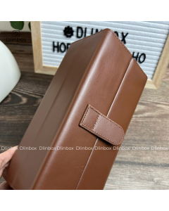 Hộp đồng hồ dạng gỗ da PU ba ngăn màu nâu