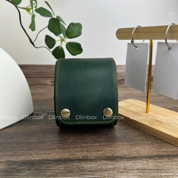 Hộp đồng hồ da ngựa thủ công một ngăn màu xanh