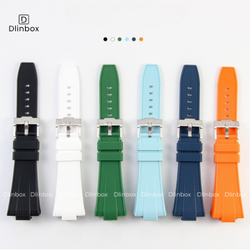 Dây đồng hồ cao su trơn vân mịn FKM cho Tissot PRX size 40mm