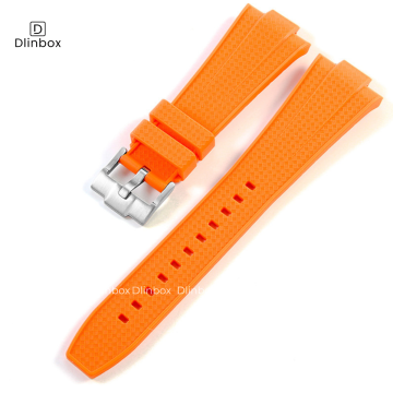 Dây cao su cho đồng hồ Tissot PRX 40mm màu cam trơn vân cao cấp chống bẩn, chống nước