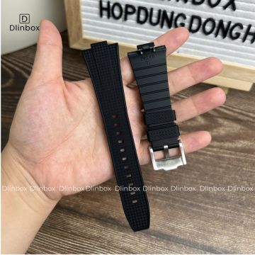 Dây cao su cho đồng hồ Tissot PRX 40mm màu đen trơn vân cao cấp chống bẩn, chống nước