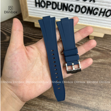 Dây cao su cho đồng hồ Tissot PRX 40mm màu xanh dương trơn vân cao cấp chống bẩn, chống nước