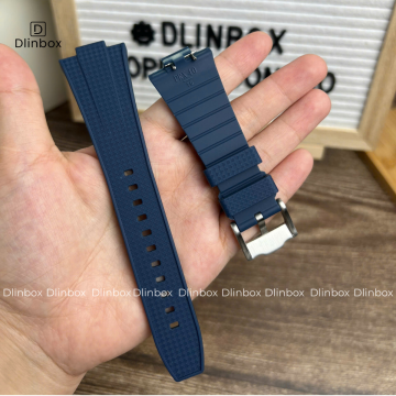 Dây cao su cho đồng hồ Tissot PRX 40mm màu xanh dương trơn vân cao cấp chống bẩn, chống nước