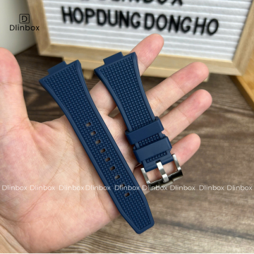 Dây cao su cho đồng hồ Tissot PRX 40mm màu xanh dương vân nổi 