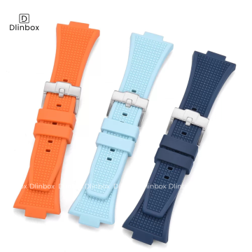 Dây cao su cho đồng hồ Tissot PRX 40mm màu xanh ice vân nổi 