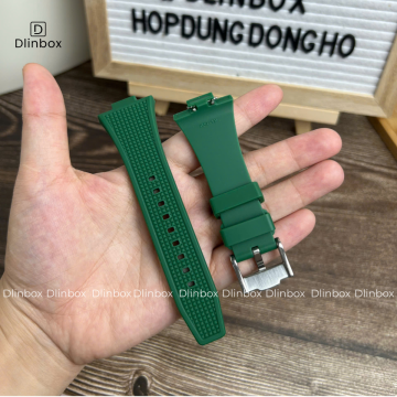 Dây cao su cho đồng hồ Tissot PRX 40mm màu xanh lá vân nổi 