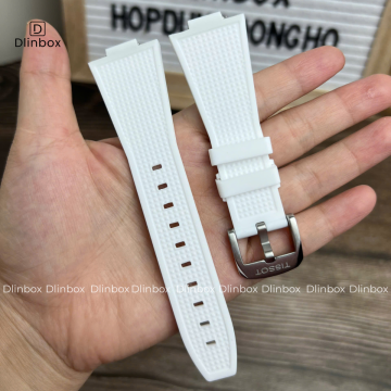 Dây cao su cho đồng hồ Tissot PRX 40mm màu trắng chuẩn hãng