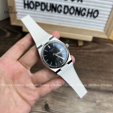 Dây cao su cho đồng hồ Tissot PRX size 35mm màu trắng vân có khóa đi kèm 