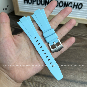 Dây cao su cho đồng hồ Tissot PRX size 35mm màu xanh ice trơn mịn 
