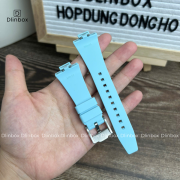 Dây cao su cho đồng hồ Tissot PRX size 35mm màu xanh ice trơn mịn 