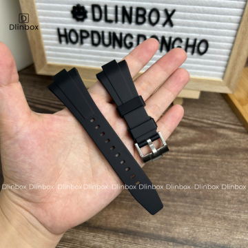Dây cao su cho đồng hồ Tissot PRX size 35mm màu đen trơn mịn 