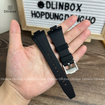 Dây cao su cho đồng hồ Tissot PRX size 35mm màu đen trơn mịn 