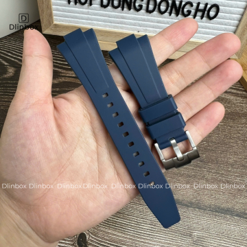 Dây cao su cho đồng hồ Tissot PRX size 35mm màu xanh dương trơn mịn 