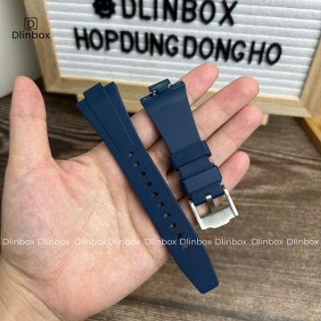 Dây cao su cho đồng hồ Tissot PRX size 35mm màu xanh dương trơn mịn 