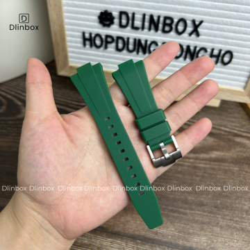 Dây cao su cho đồng hồ Tissot PRX size 35mm màu xanh lá trơn mịn 