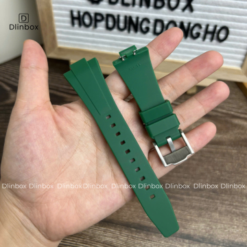 Dây cao su cho đồng hồ Tissot PRX size 35mm màu xanh lá trơn mịn 
