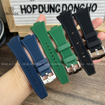 Dây đồng hồ Tissot PRX size 40mm cao su trơn FKM dạng vân nhỏ
