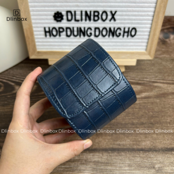 Hộp đồng hồ da Pu vân cá sấu một ngăn màu xanh dương