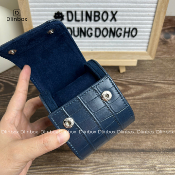 Hộp đồng hồ da Pu vân cá sấu một ngăn màu xanh dương