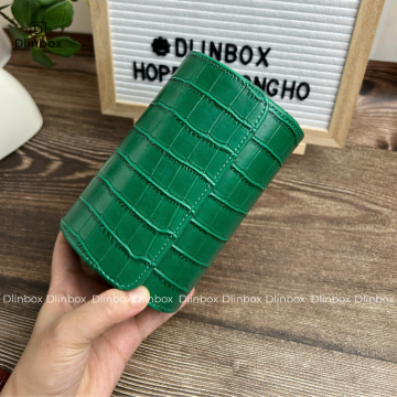Hộp đồng hồ da Pu vân cá sấu hai ngăn màu xanh