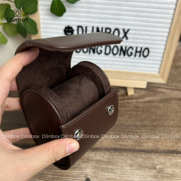 Hộp đồng hồ da Pu một ngăn màu nâu đậm