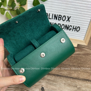 Hộp đồng hồ da Pu hai ngăn màu xanh lá